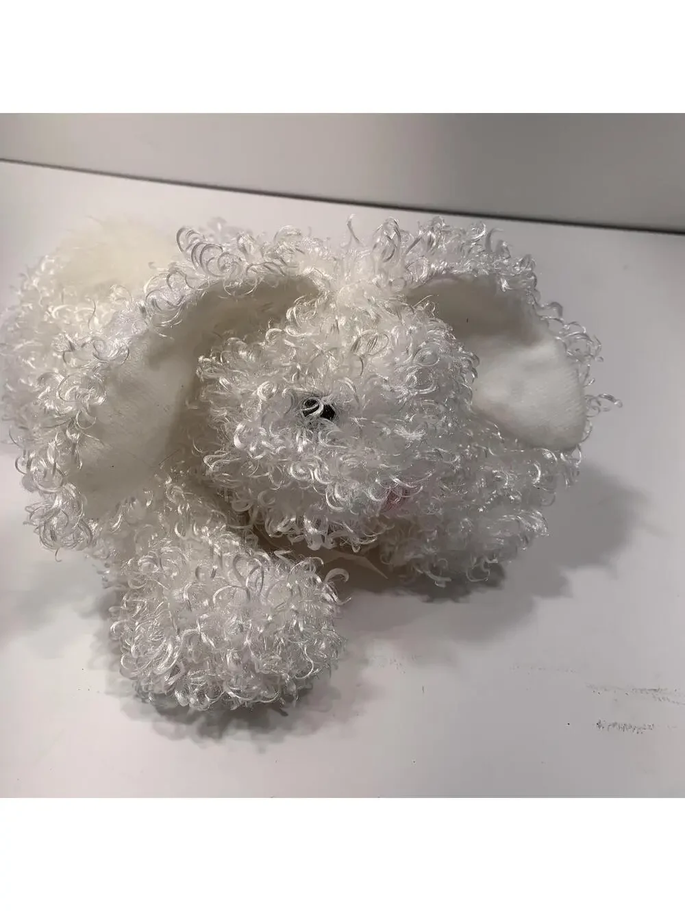 White Curly Plush Dog Puppy Stuffed Animal Soft Toy